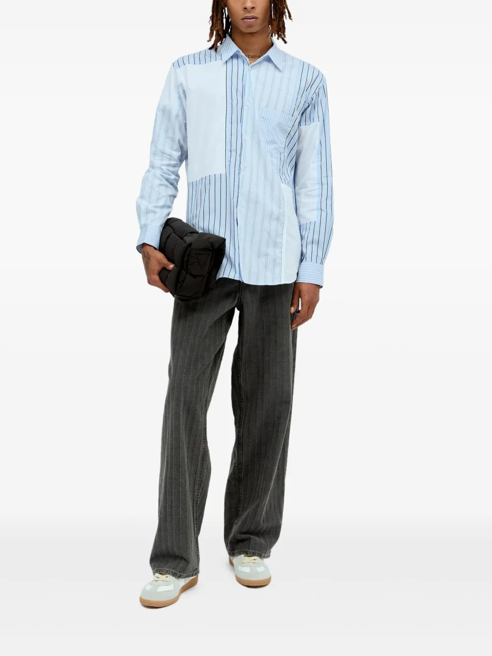 Comme Des Garçons Shirt striped panelled shirt Blauw
