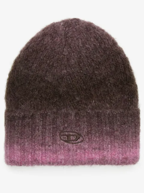 Diesel logo-embroidered ombre beanie hat
