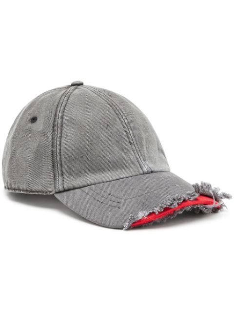 Diesel distressed-effect cotton baseball cap Men