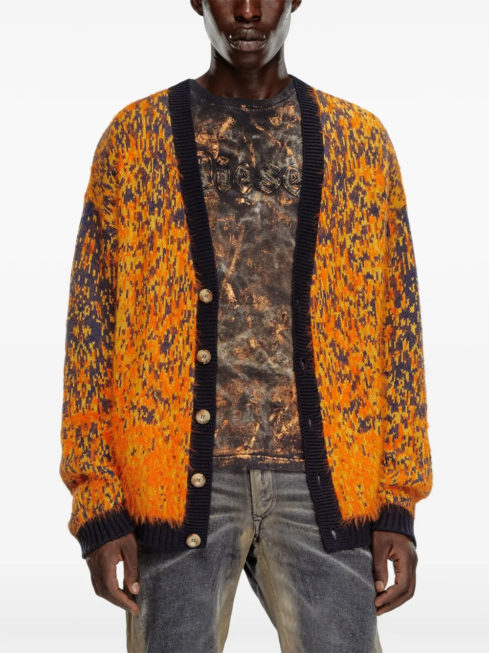 DIESEL◆K-ADDICE/カーディガン(薄手)/XS/コットン/オレンジ/A06795 DIESEL Cardigan K-ADDICE (Thin XS Cotton Orange A06795 Used