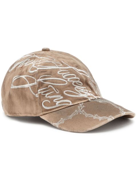 Diesel distressed-effect cotton baseball cap Men