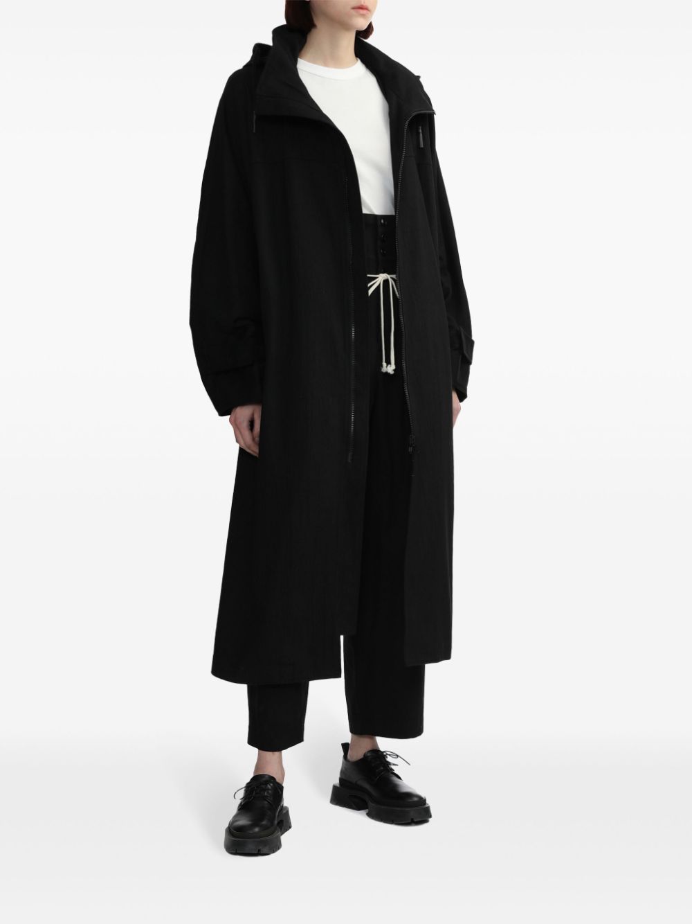 Yohji Yamamoto High waist broek met wijde pijpen - Zwart