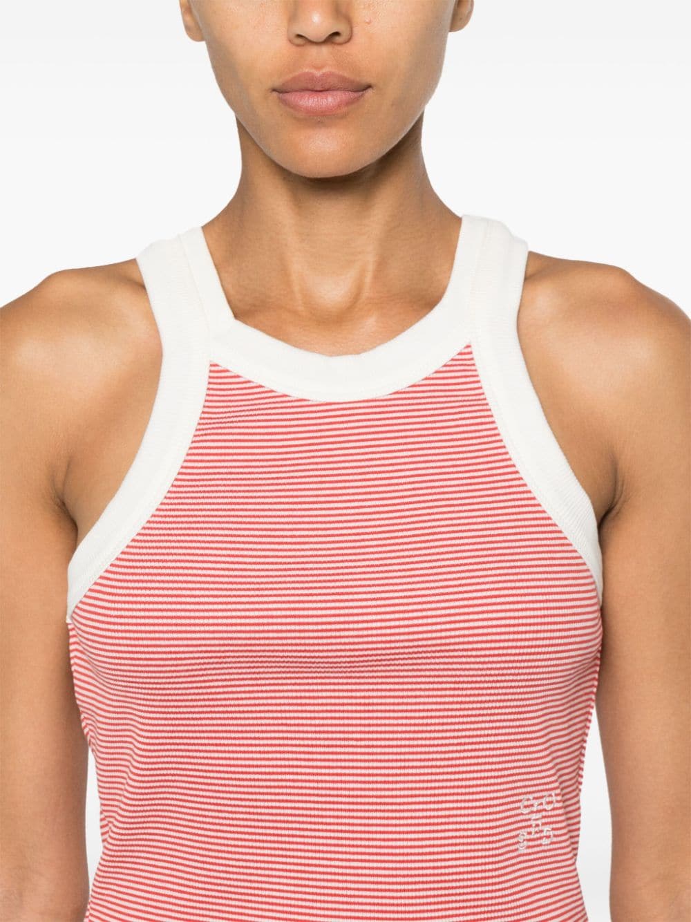 Shop Closed Logo-embroidered Striped Tank Top In Red