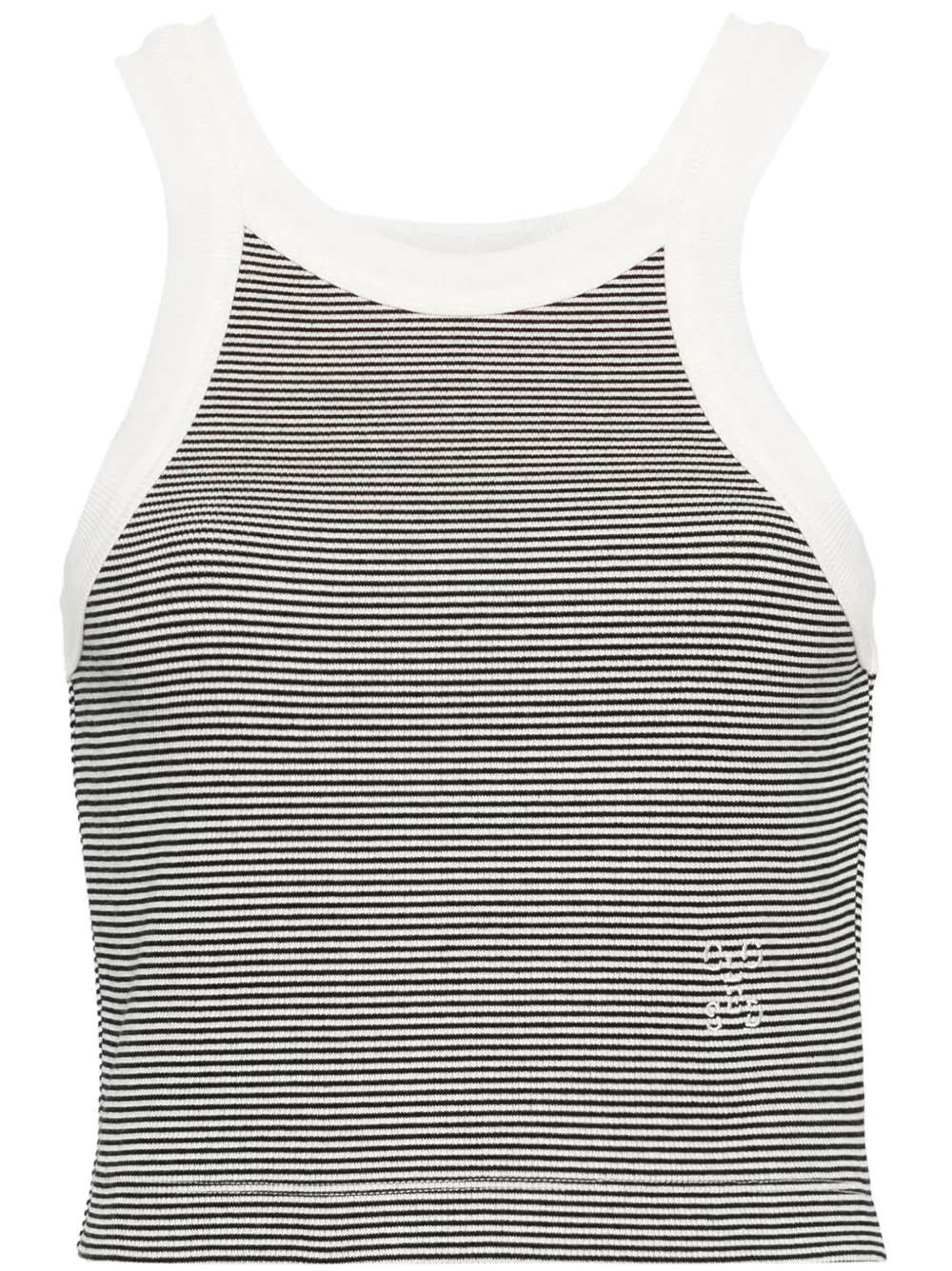 logo-embroidered striped tank top