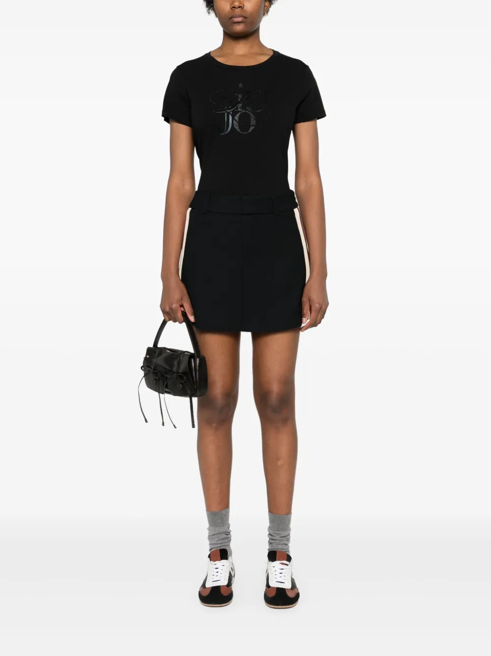 LIU JO Katoenen T-shirt met glitterdetail - Zwart