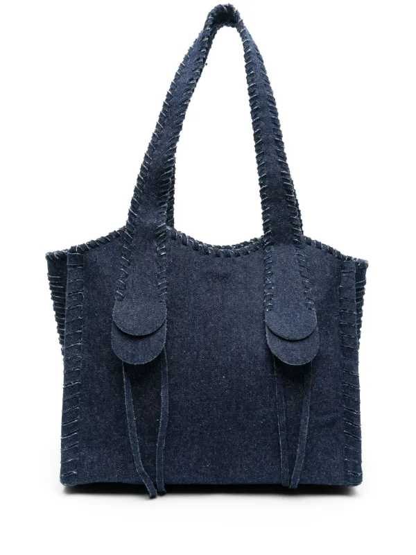 Chloe Medium Monty Denim Tote Bag Blue FARFETCH IE