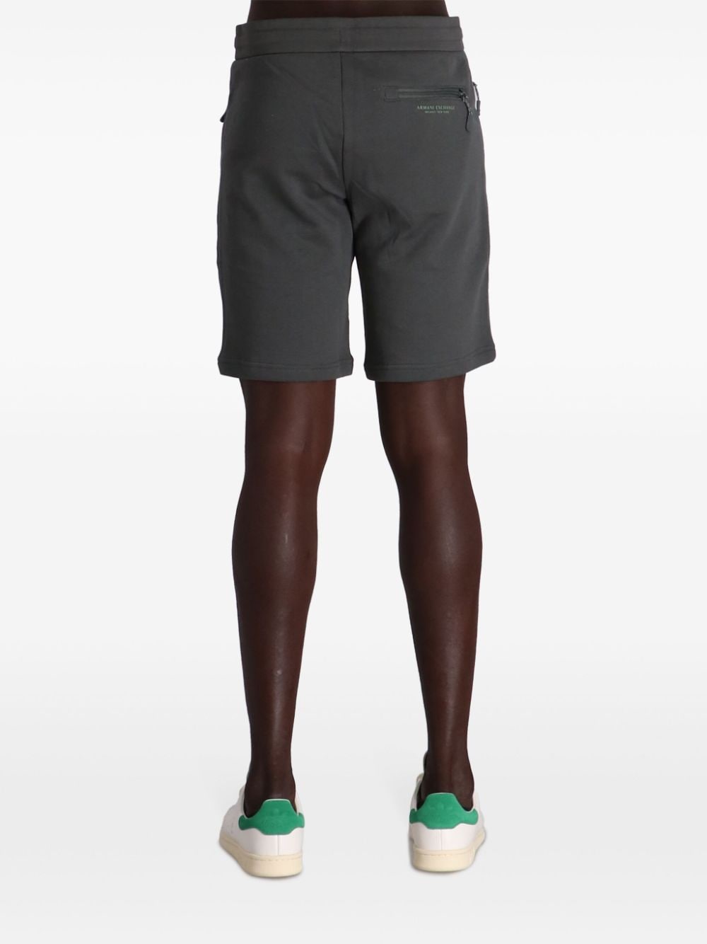 Shop Armani Exchange Drawstring-waist Cotton Track Shorts In Grey