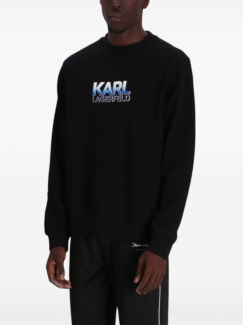 Shop Karl Lagerfeld Logo-print Cotton Sweatshirt In Black