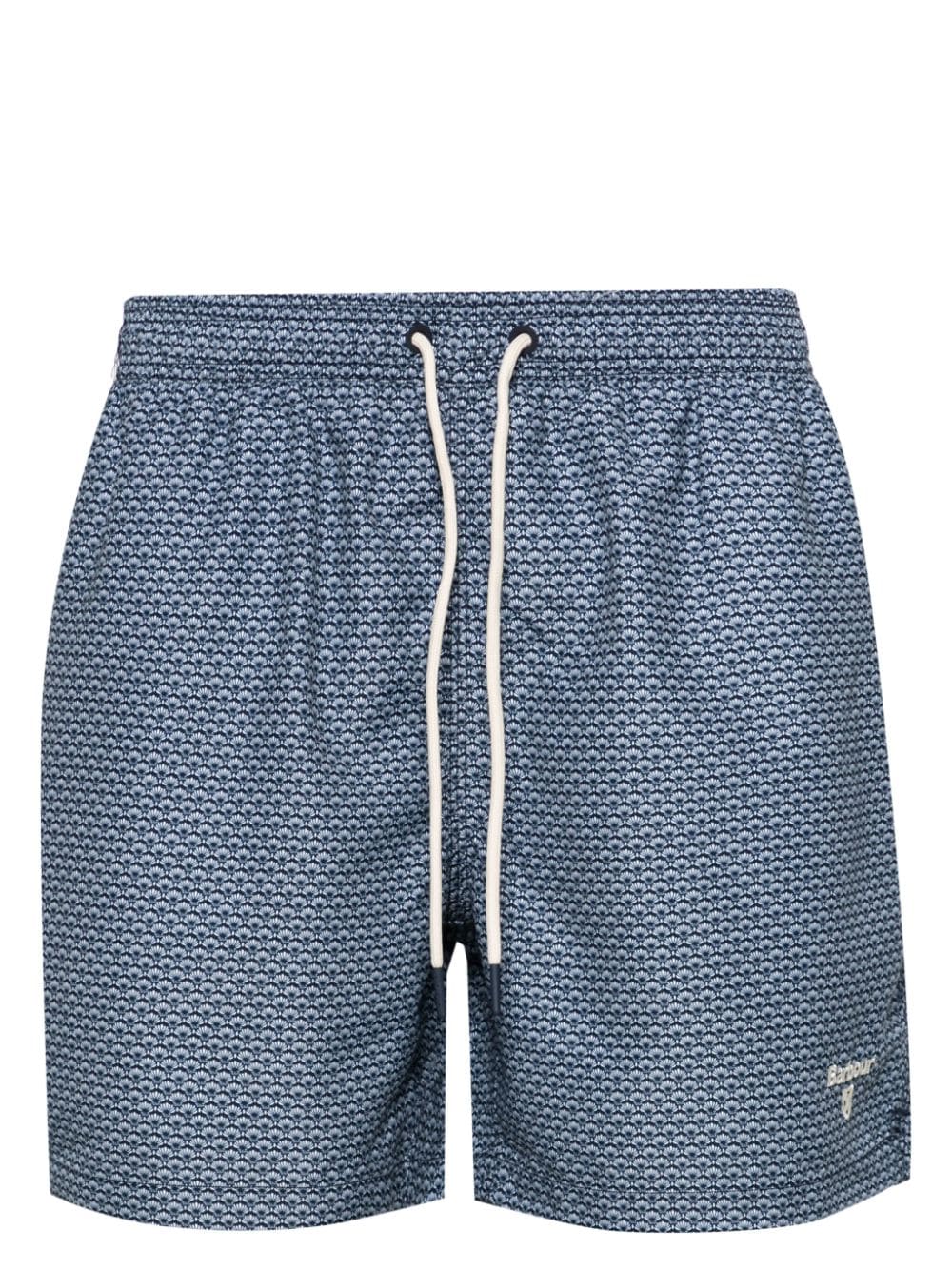 Shop Barbour Shell Mid-rise Swim Shorts In 蓝色