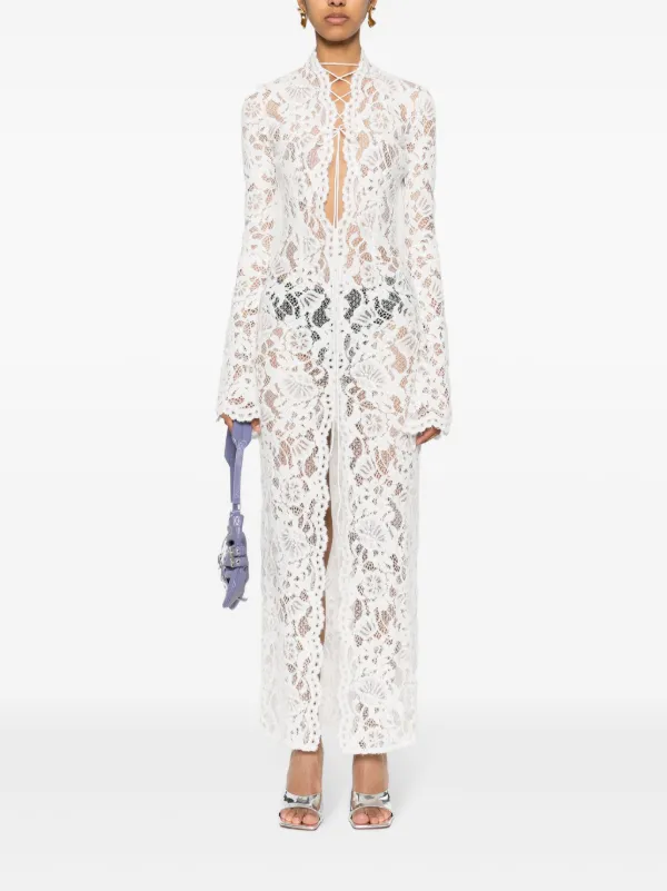 MANUR Sally Lace Midi Dress | White | FARFETCH GE