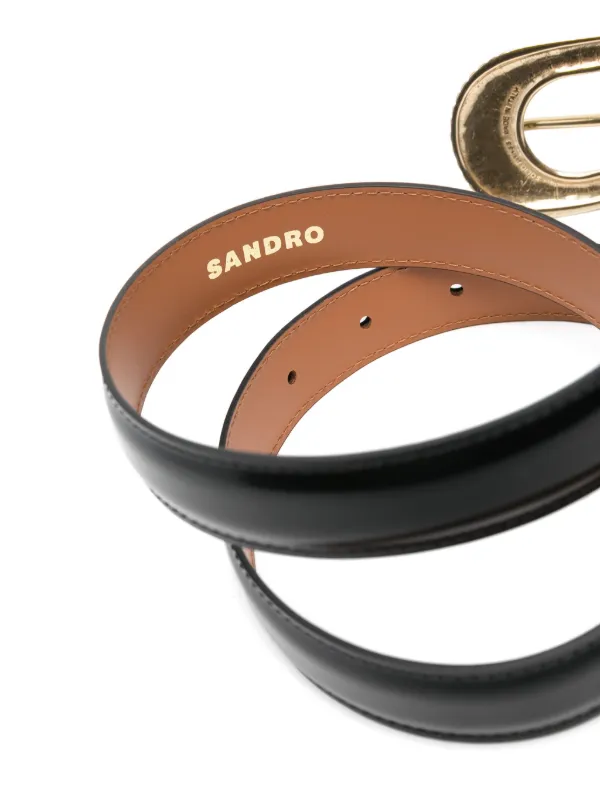 ＊人気＊ SANDRO  レザーベルト SANDRO リブバックル レザーベルト | ブラック | FARFETCH JP