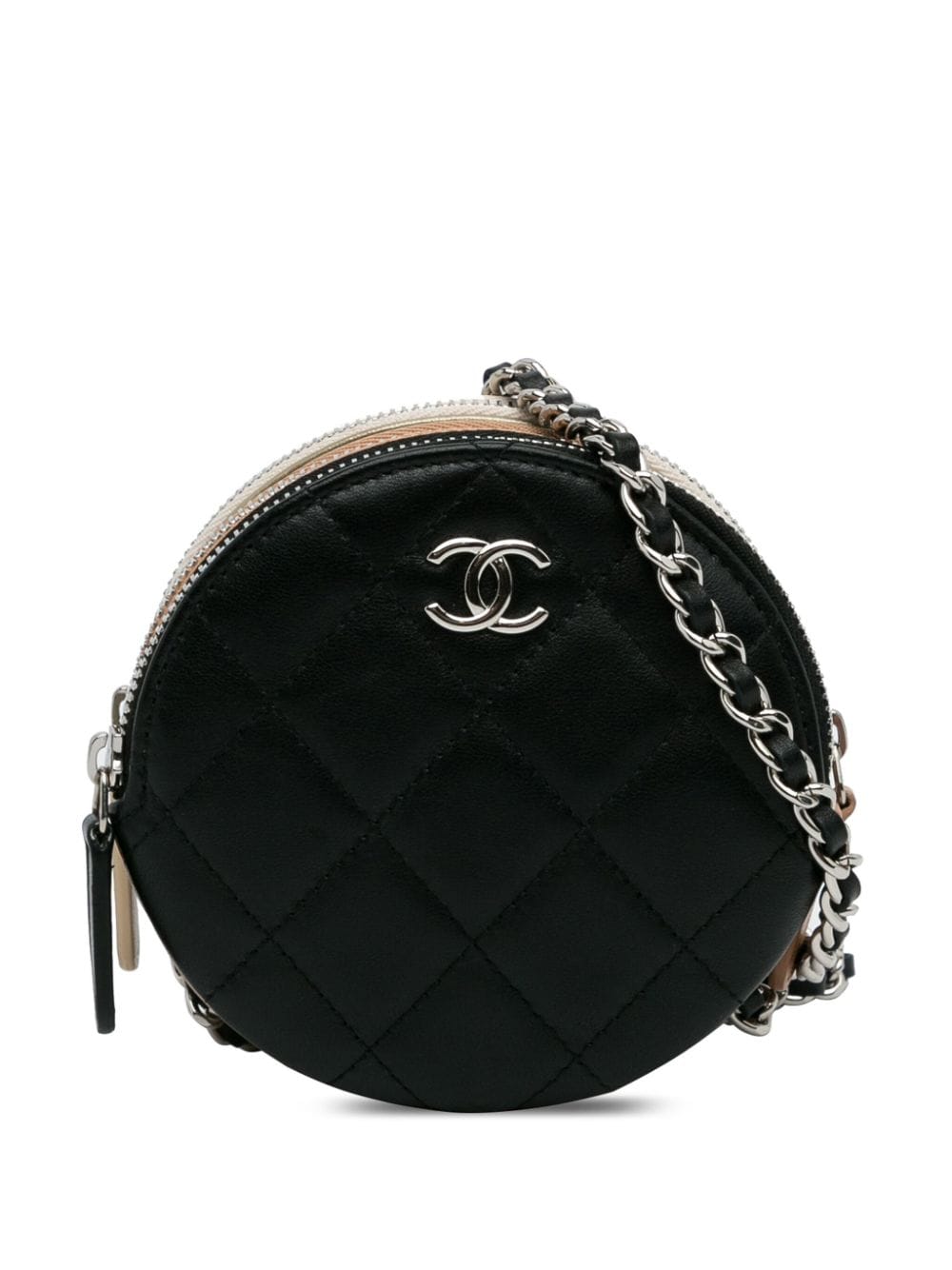 Pre-owned Chanel 2019 Cc Round Triple Zip Crossbody Bag In Black