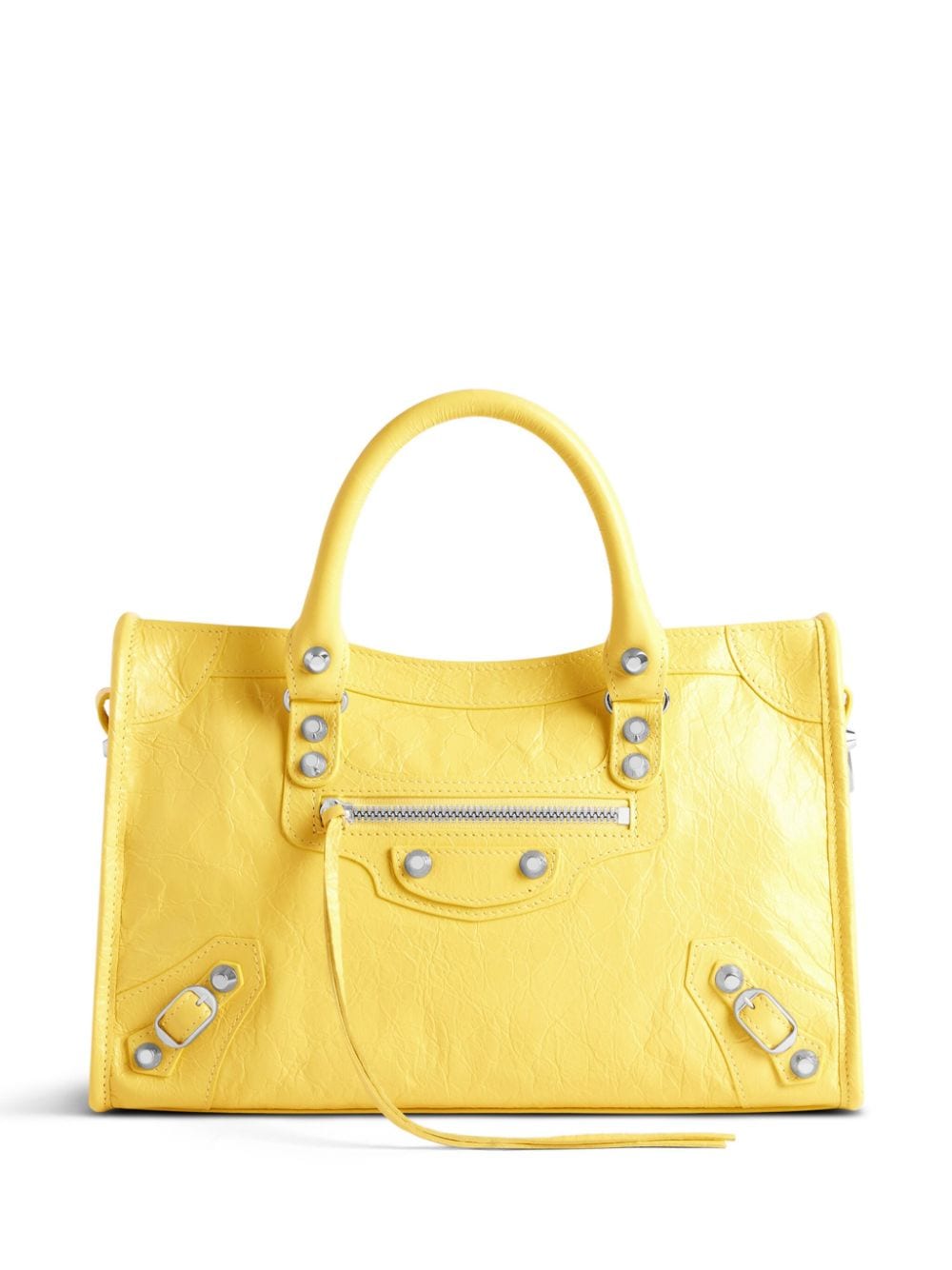 Balenciaga Small Le City Textured-leather Tote Bag In Yellow
