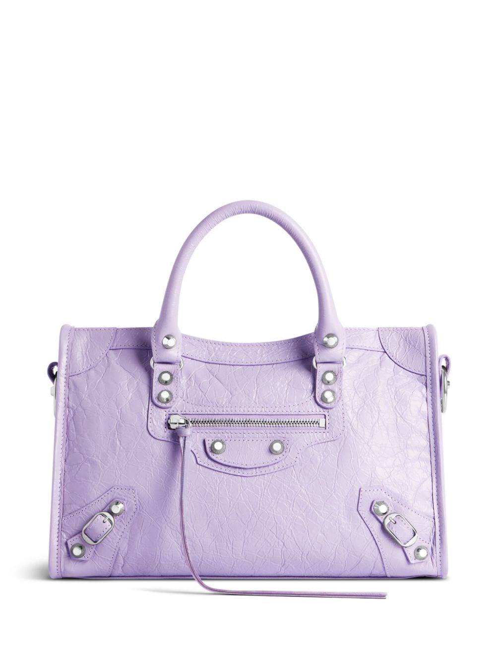 Shop Balenciaga Small Le City Textured-leather Tote Bag In Purple