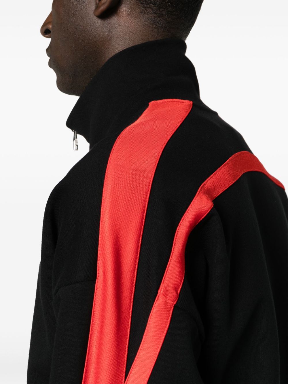Shop Alexander Mcqueen Striped Zip-up Jacket In Black
