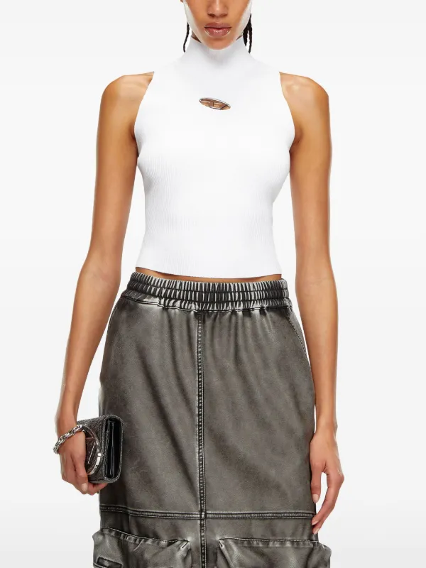 DIESEL>>Diesel M-Onervax モックネック リブドレス Diesel M-Onervax モックネック トップ | ブラック | FARFETCH JP