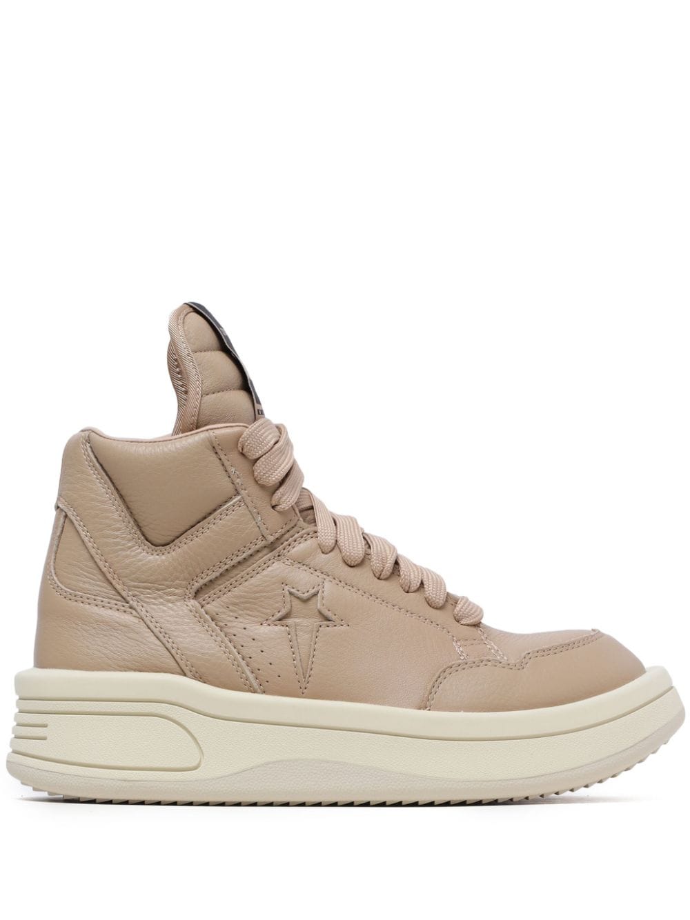 Shop Rick Owens Drkshdw Panelled Leather Hi-top Sneakers In Neutrals