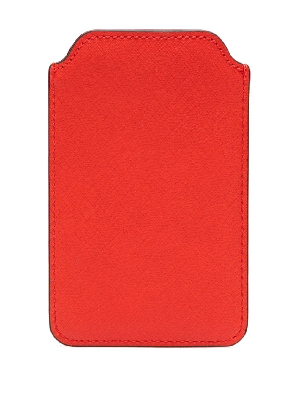 Shop Michael Kors Logo-print Leather Phone Case In Red