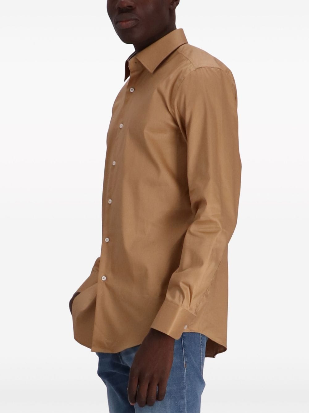 Shop Hugo Boss Hank Cotton Shirt In Brown