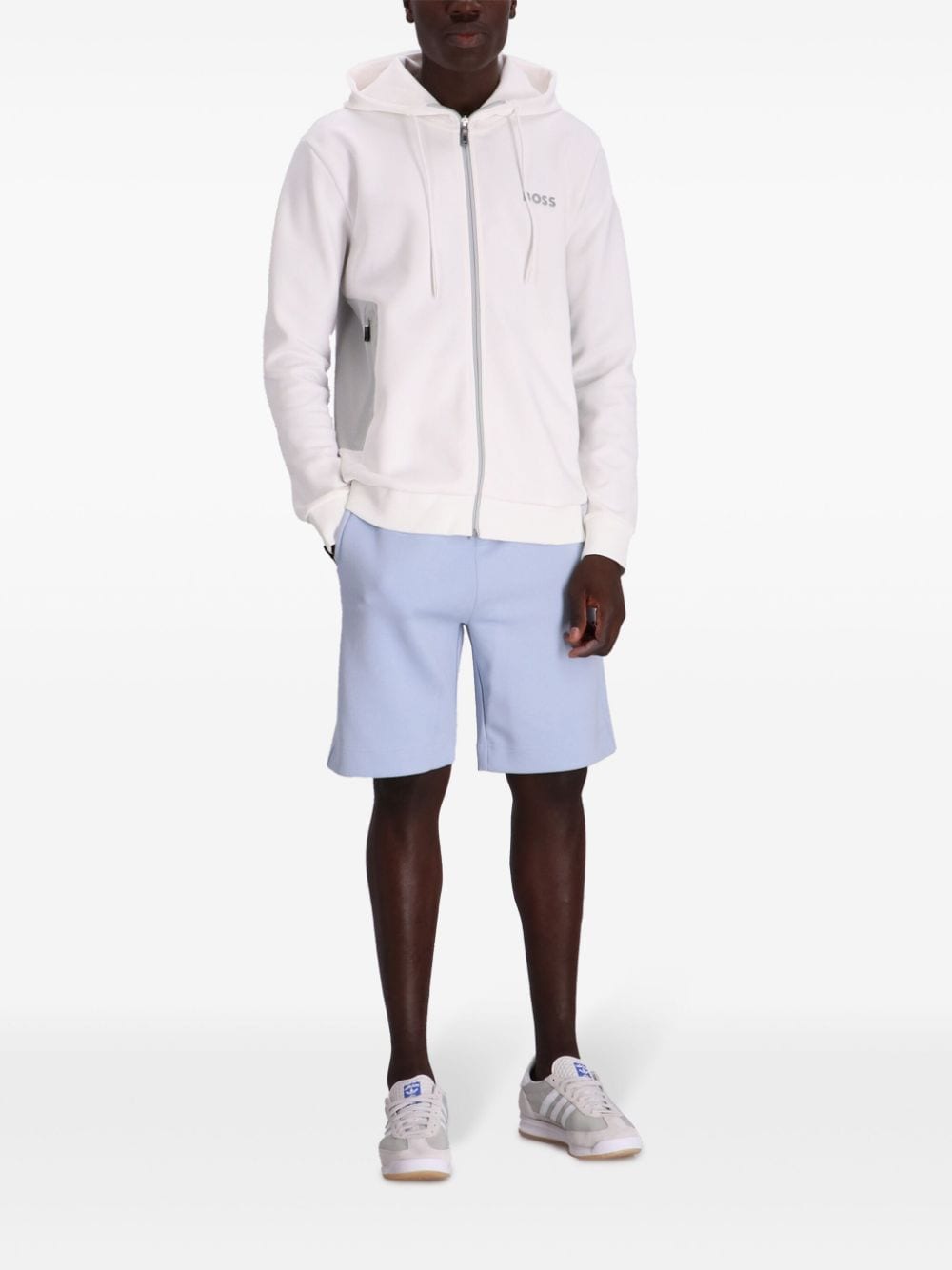 Shop Hugo Boss Logo-print Cotton Hoodie In White