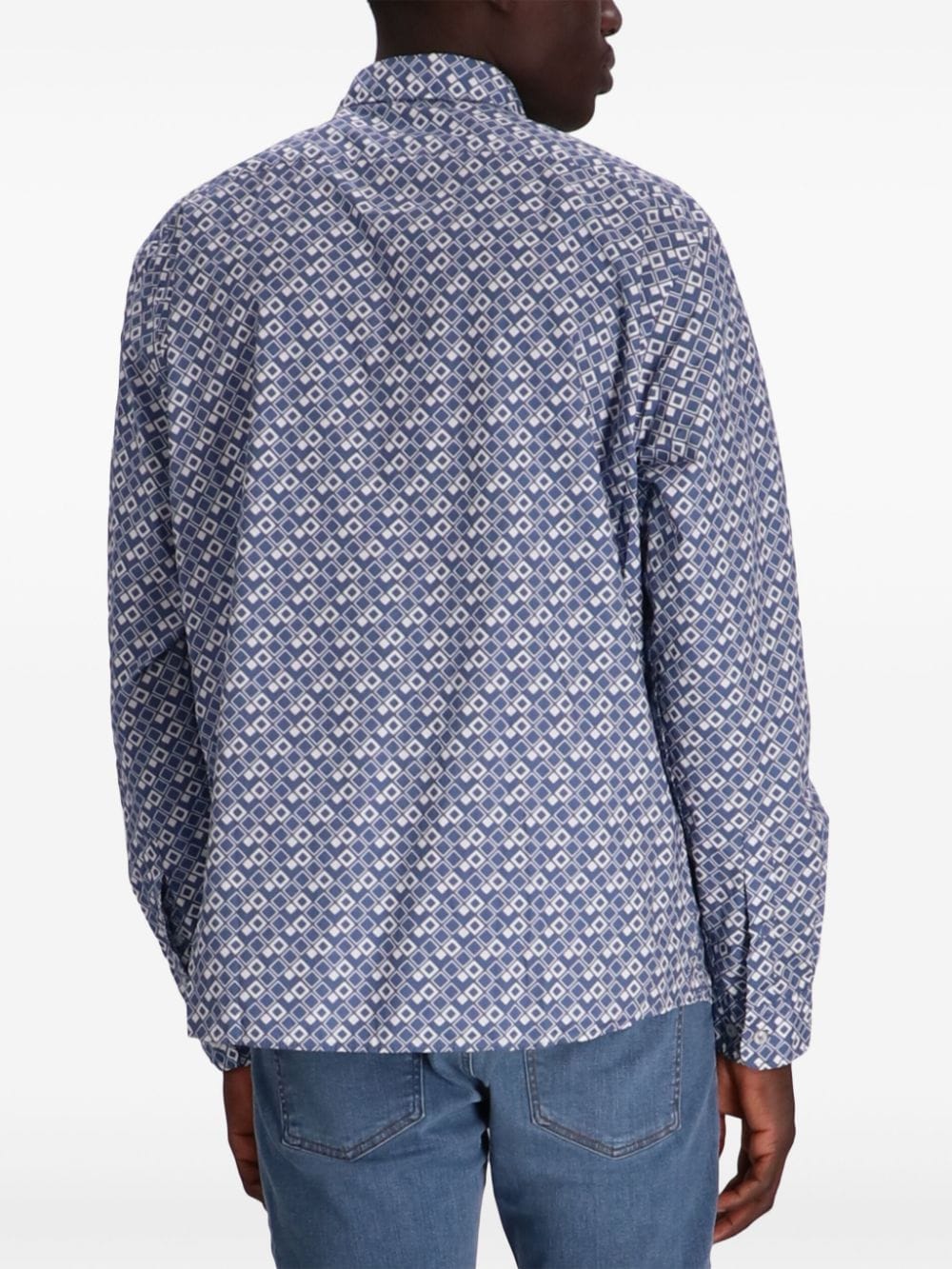 BOSS Overhemd met geometrisch patroon Blauw
