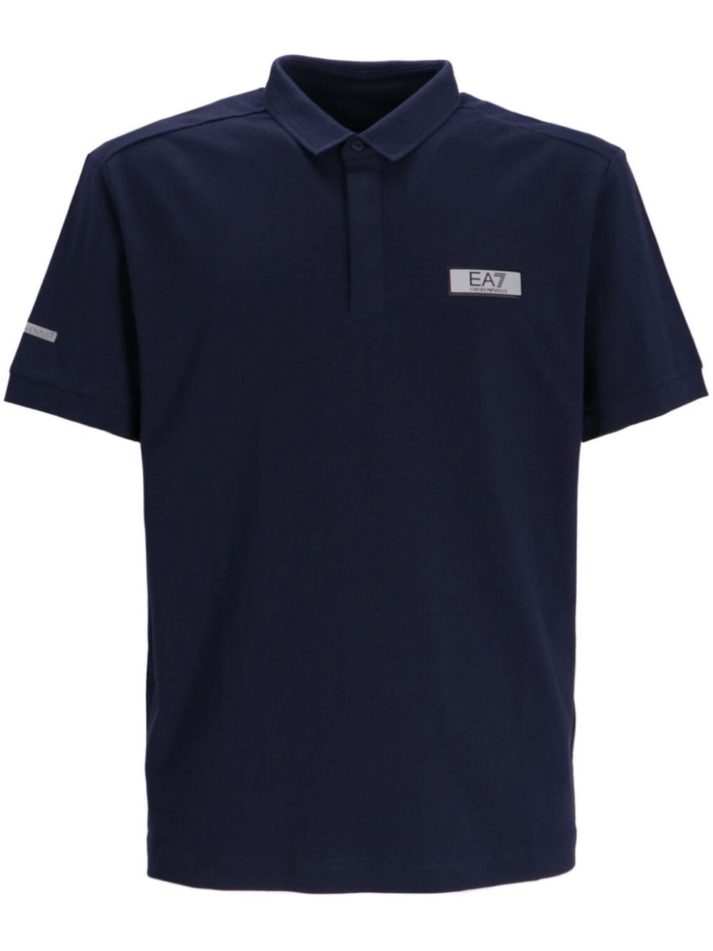Ea7 Logo-patch Polo Shirt In Blue