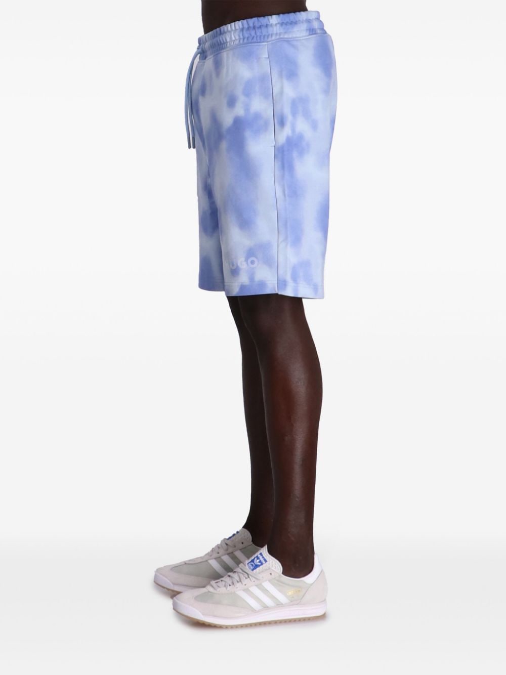 Shop Hugo Detra Cotton Shorts In Blau