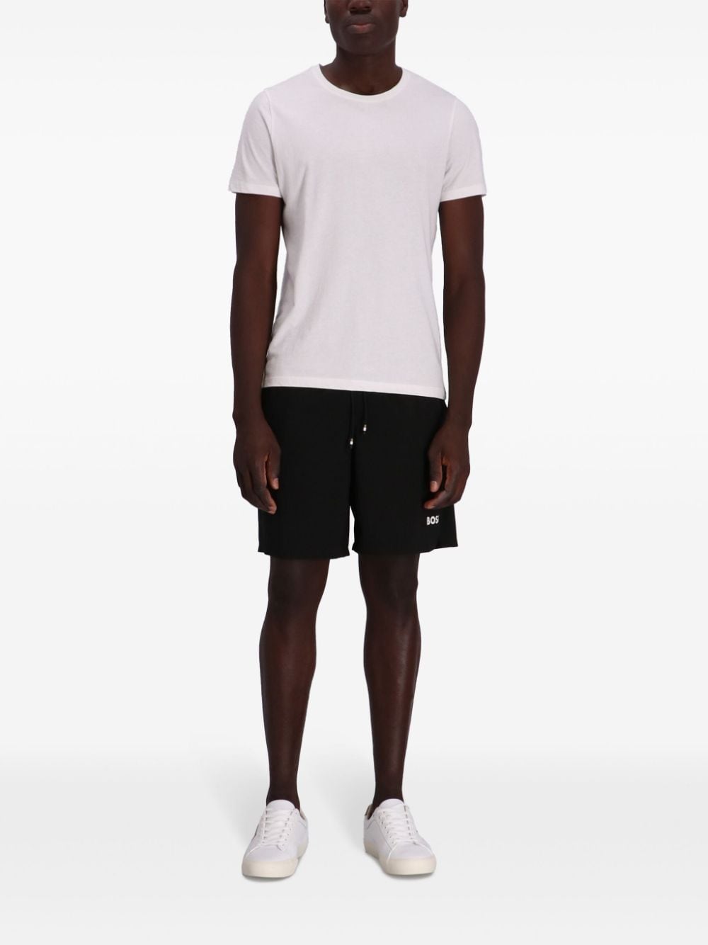 BOSS Shorts met logoprint - Zwart