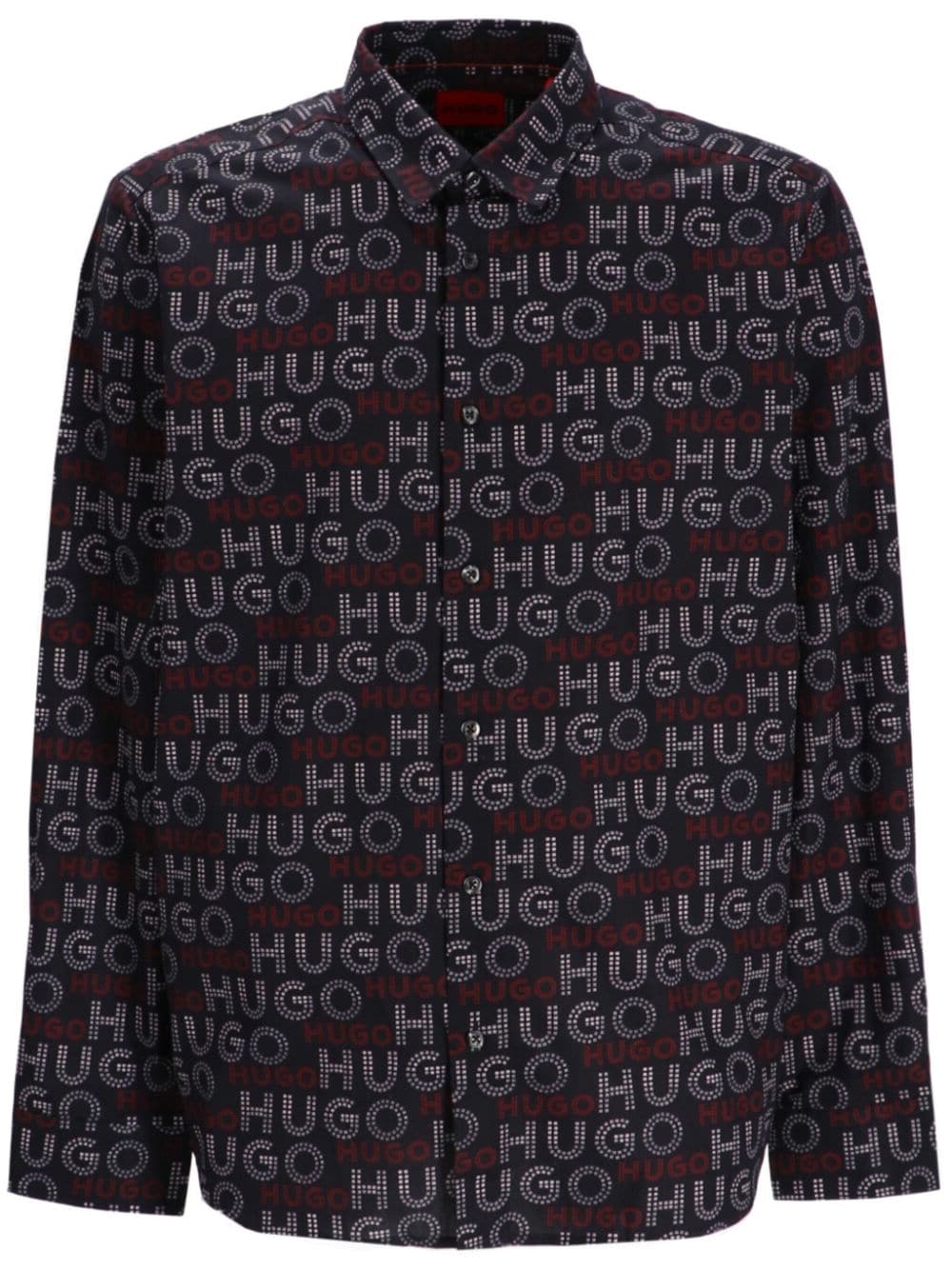 HUGO Overhemd met logoprint Zwart