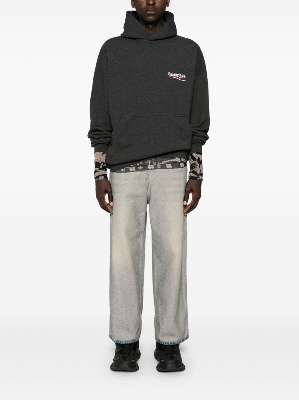 Shop Balenciaga Logo-patch Faded Tapered Jeans In Blau