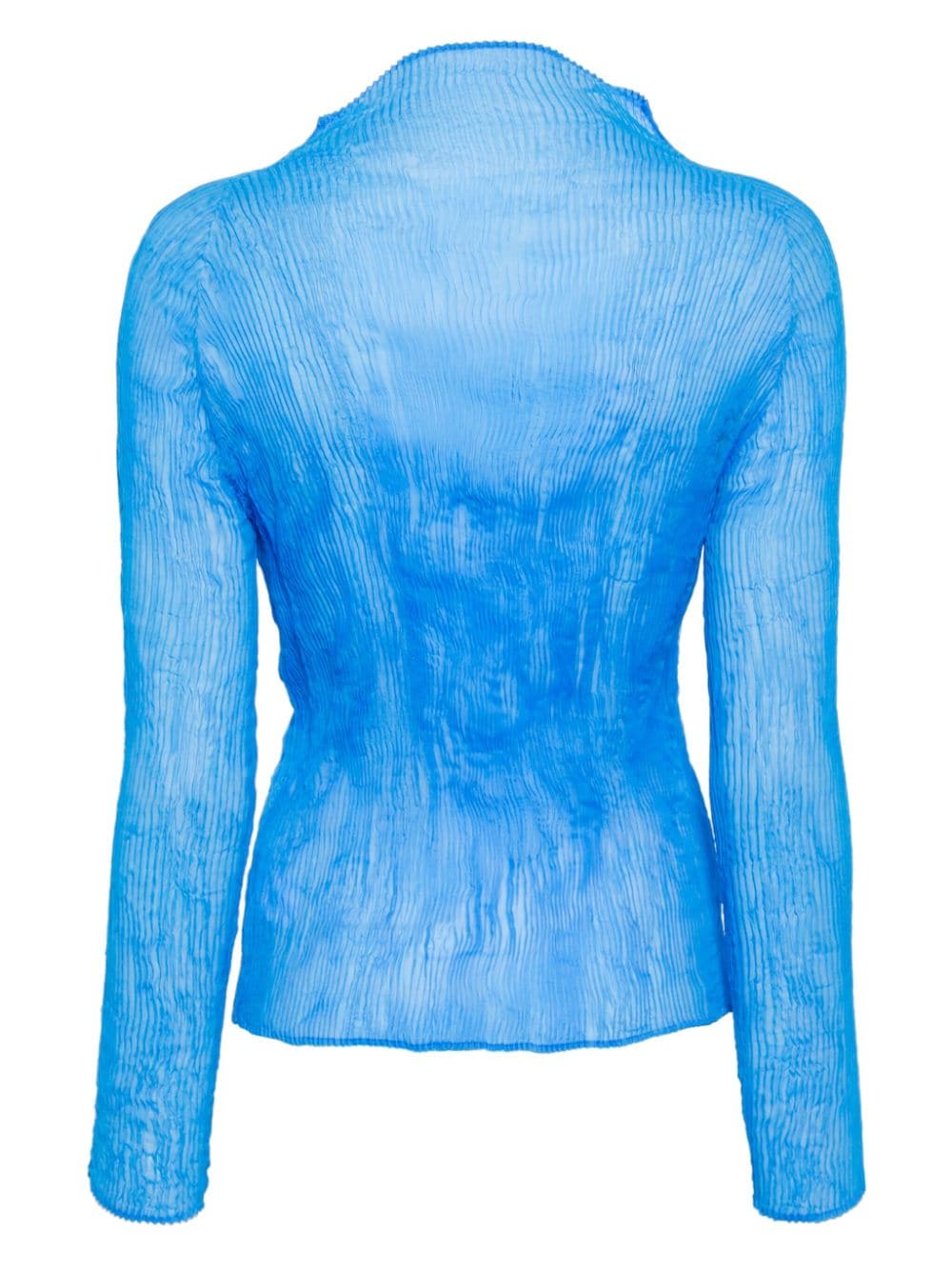 Pleats Please Issey Miyake January chiffon long-sleeve top - Blauw