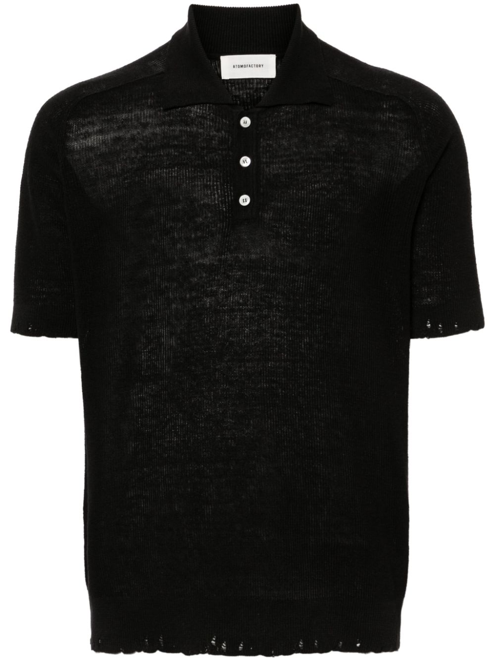 atomo factory distressed-effect knitted polo shirt