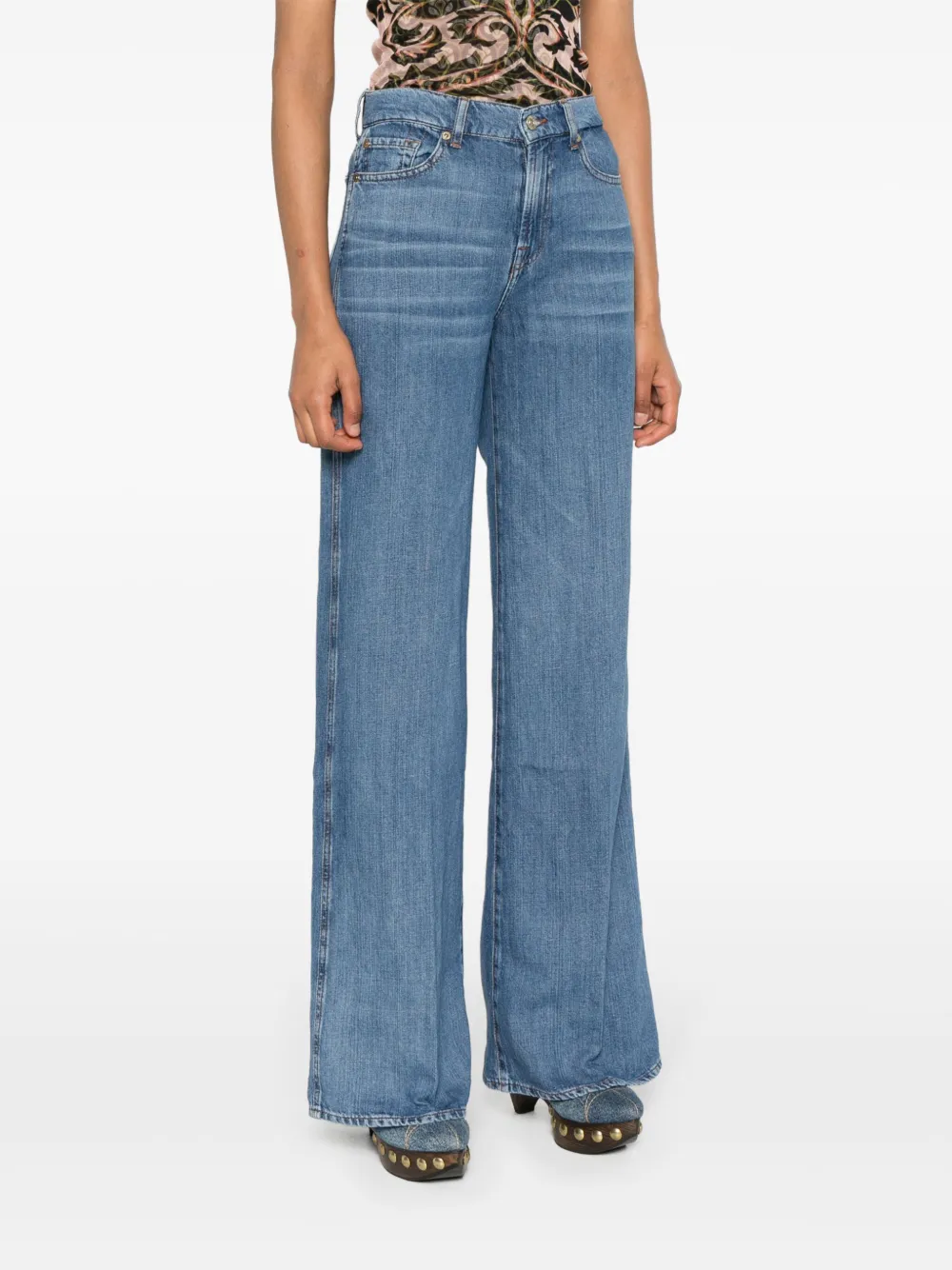 Shop 7 For All Mankind Lotta High-rise Flared Jeans In Blue