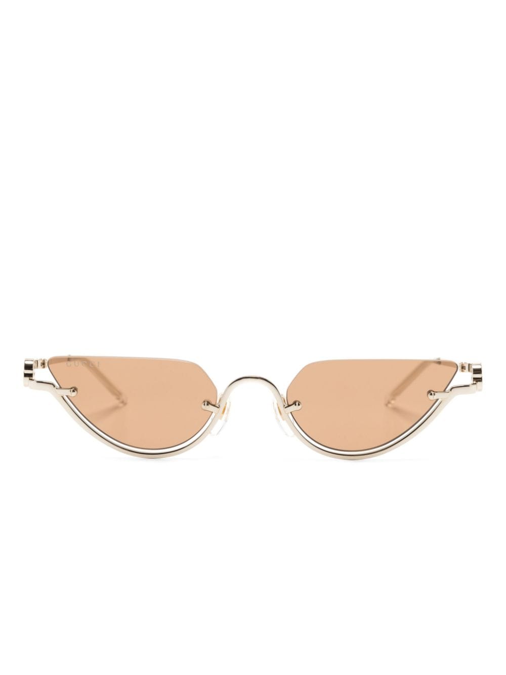 Gucci Half-rim Geometric-frame Sunglasses In Gold