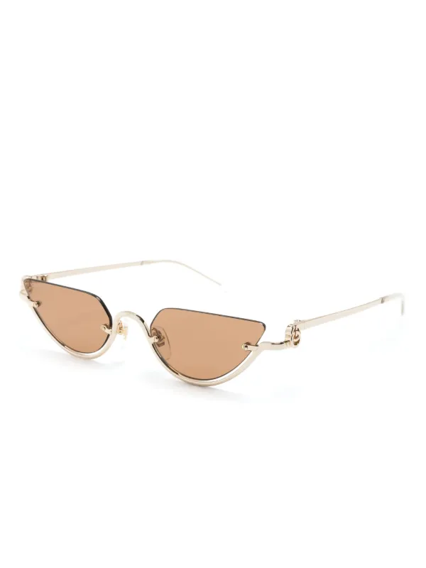 Gucci Eyewear half-rim geometric-frame Sunglasses | Gold | FARFETCH