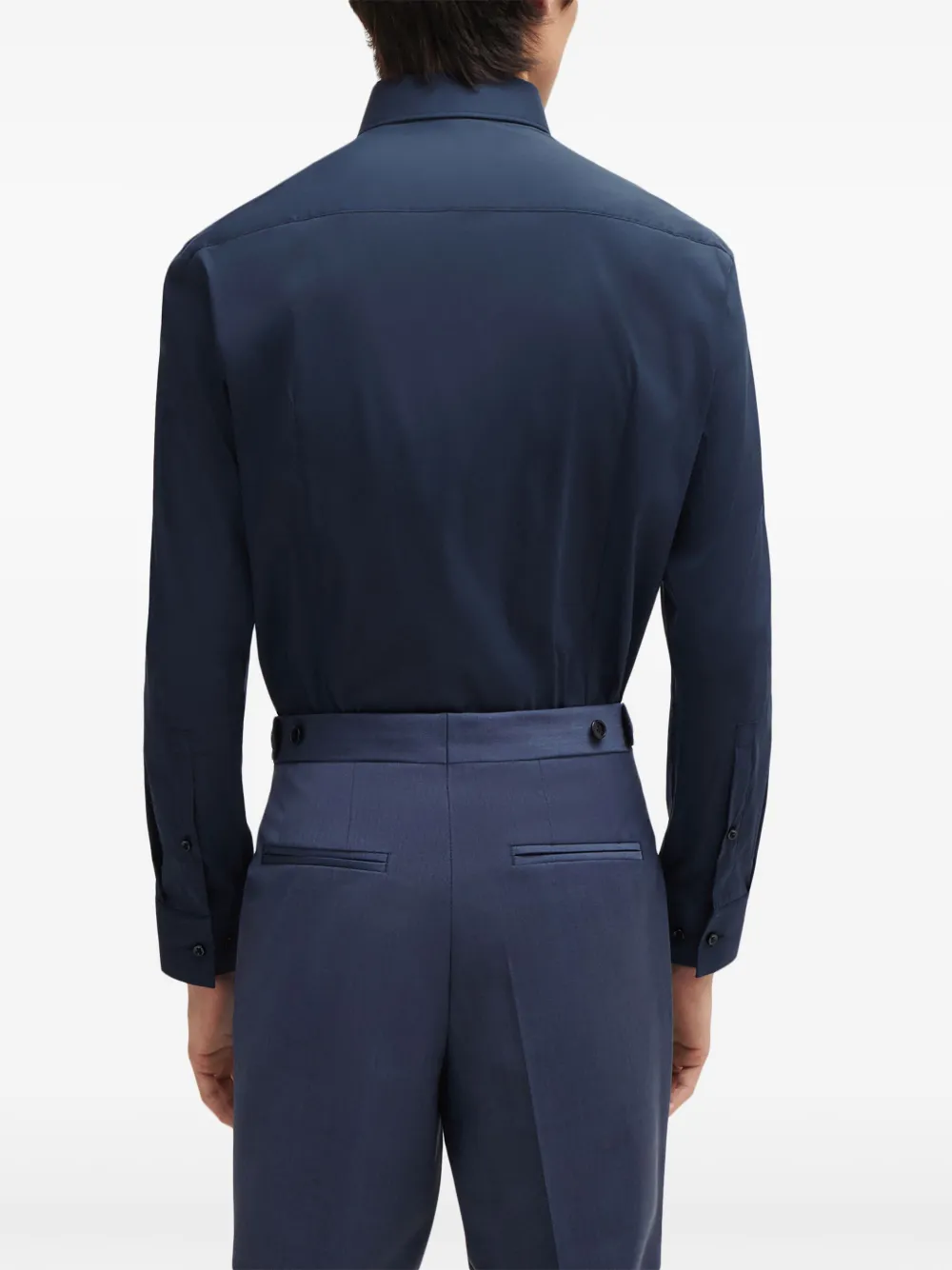Hugo Boss Classic-collar Button-up Shirt In Blue