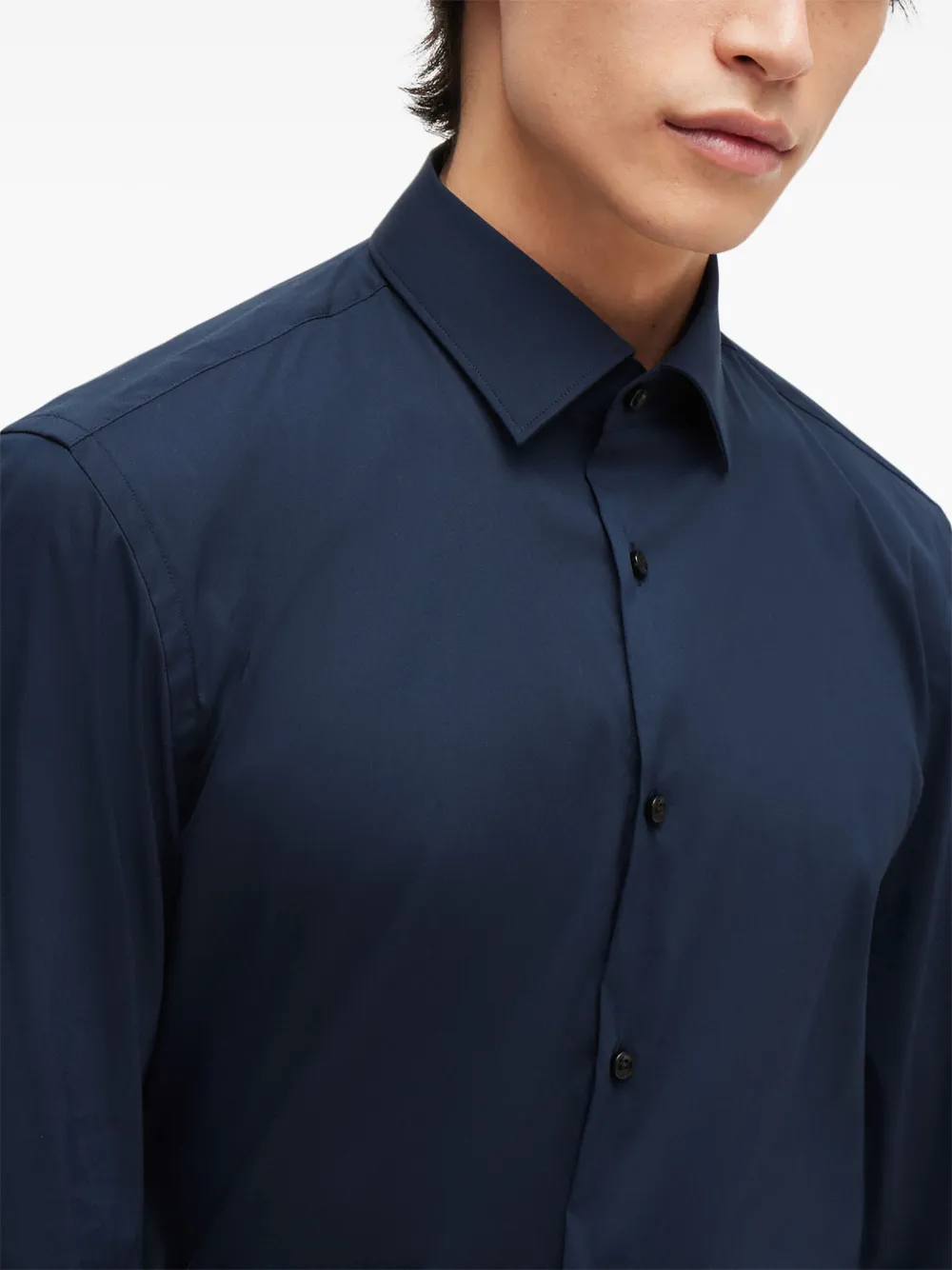 Hugo Boss Classic-collar Button-up Shirt In Blue