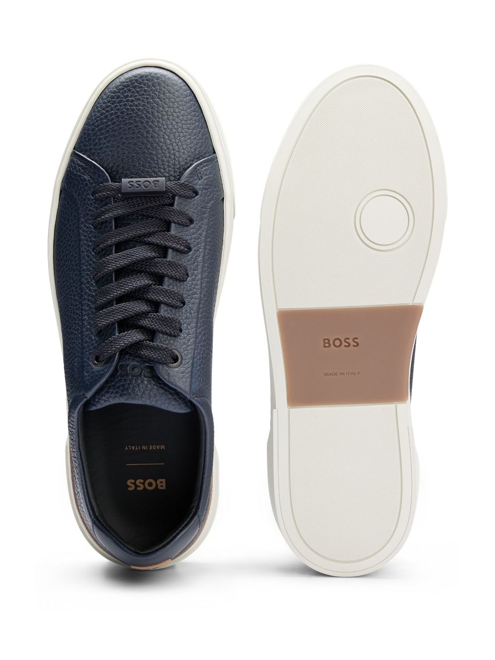 BOSS Leren sneakers Blauw