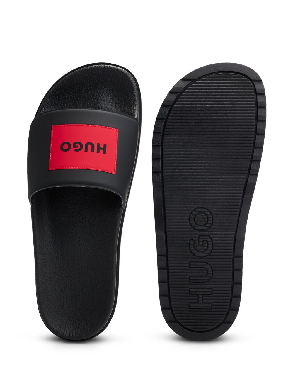 HUGO logo-appliqué flat slides Black