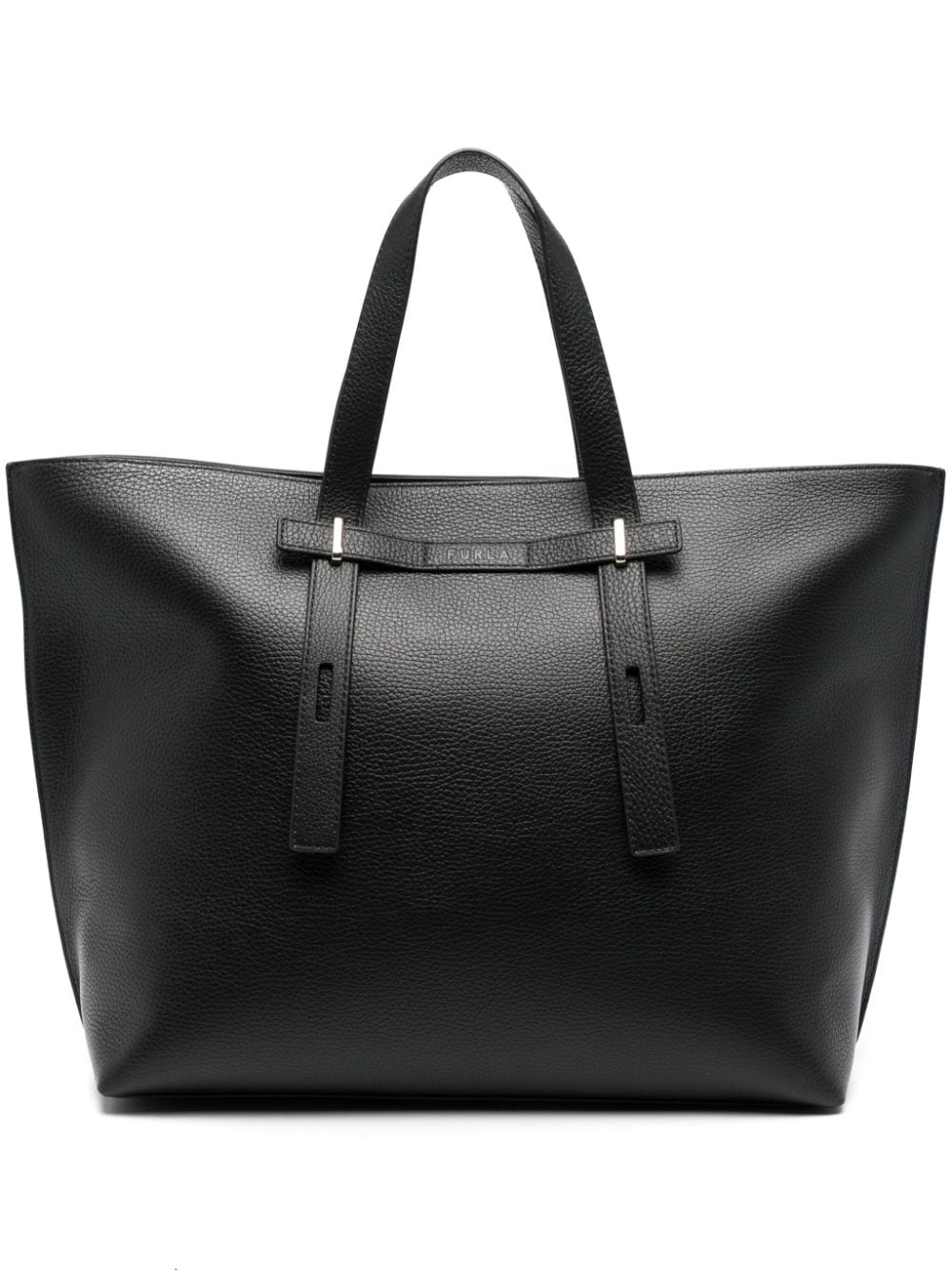 Shop Furla Large Giove Leather Tote Bag In Black