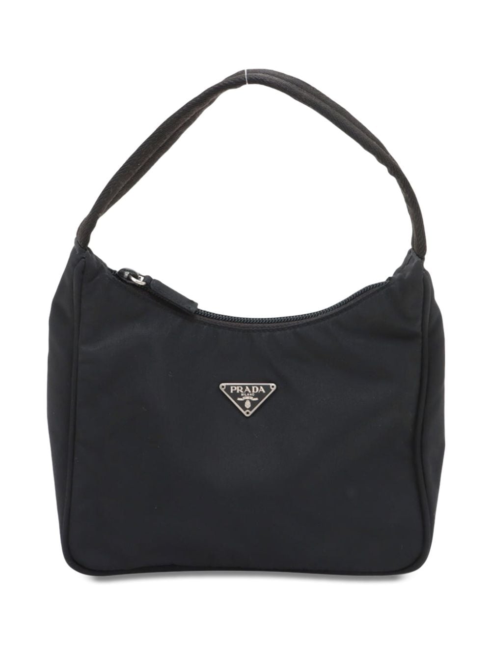 Pre-owned Prada Enamel Triangle Logo Shoulder Bag In Black