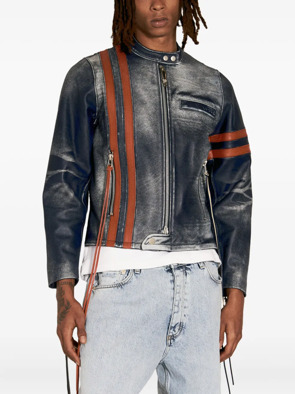 EYTYS stripe-detail leather jacket | Blue | Image 1