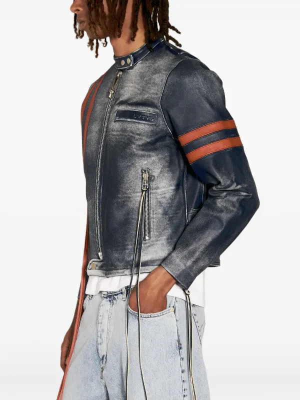 EYTYS stripe-detail Leather Jacket Blue FARFETCH KW