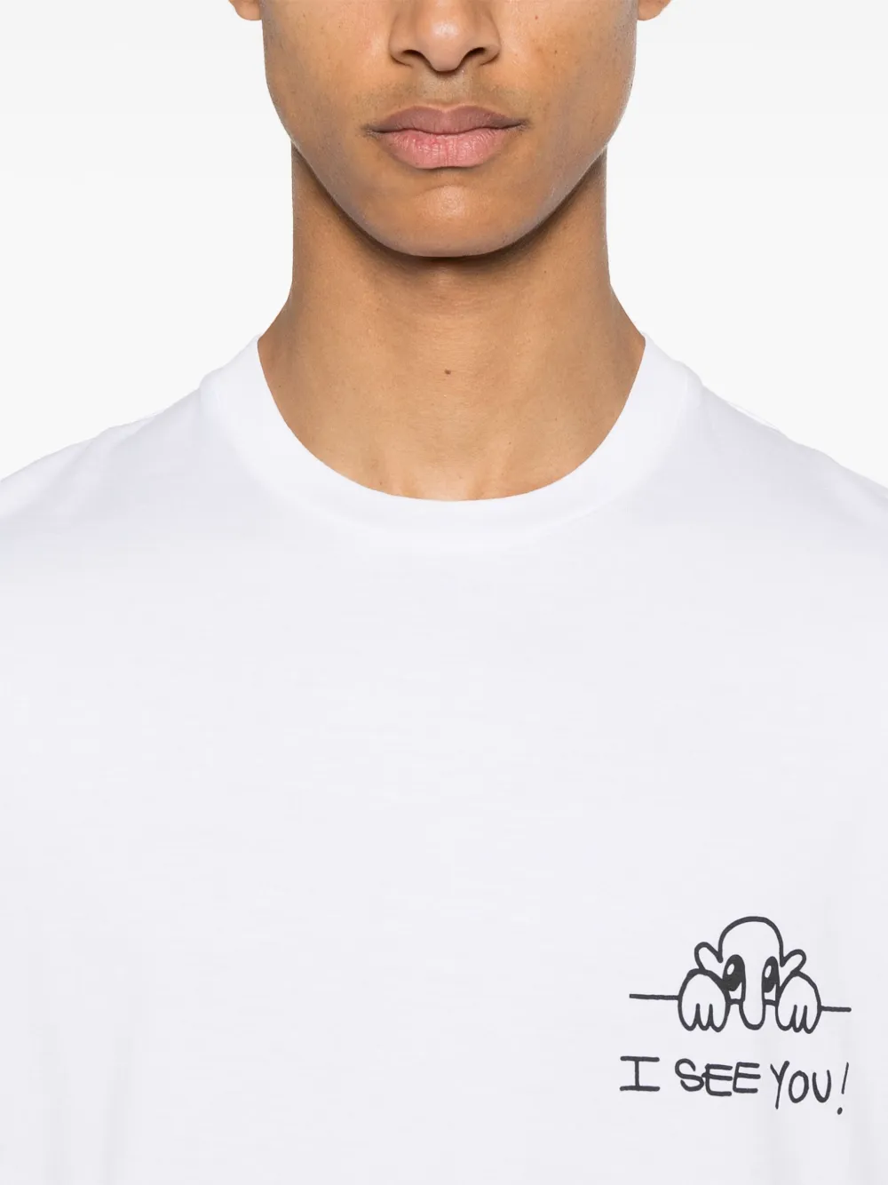 Shop Neil Barrett I See You Cotton T-shirt In White