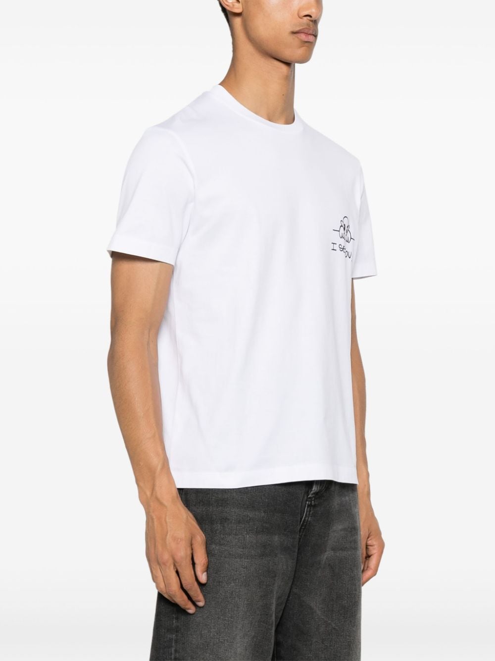 Shop Neil Barrett I See You Cotton T-shirt In White