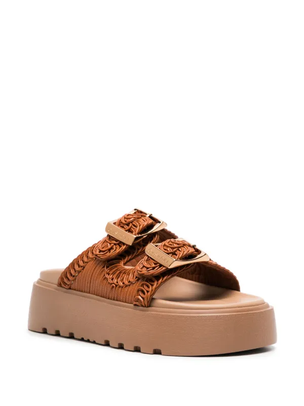 Casadei Sandali Slides Birky Ale Con Suola Rialzata 40mm | Marrone