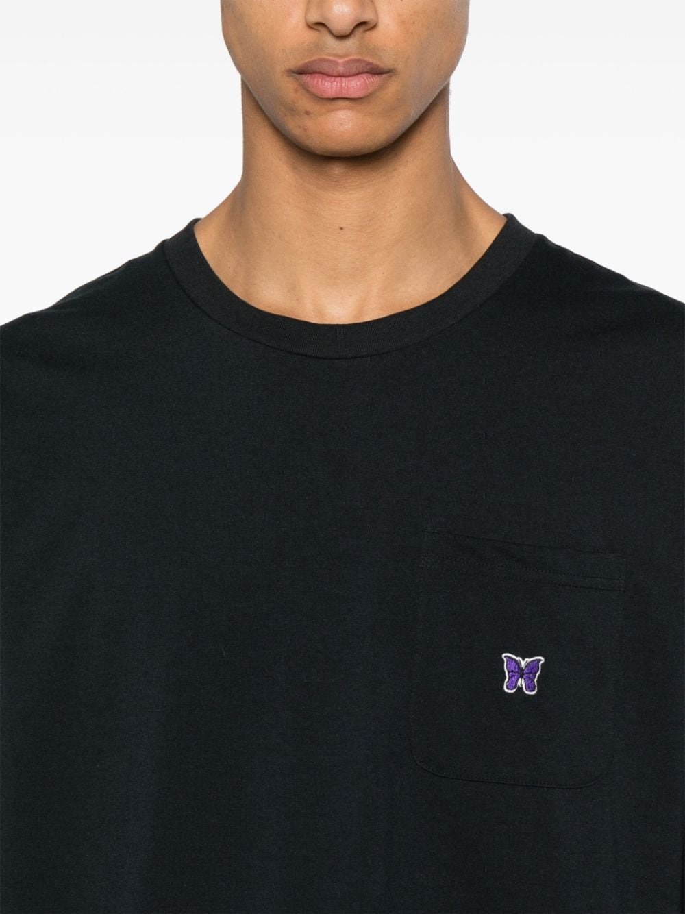 Shop Needles Butterfly-embroidered T-shirt In Black