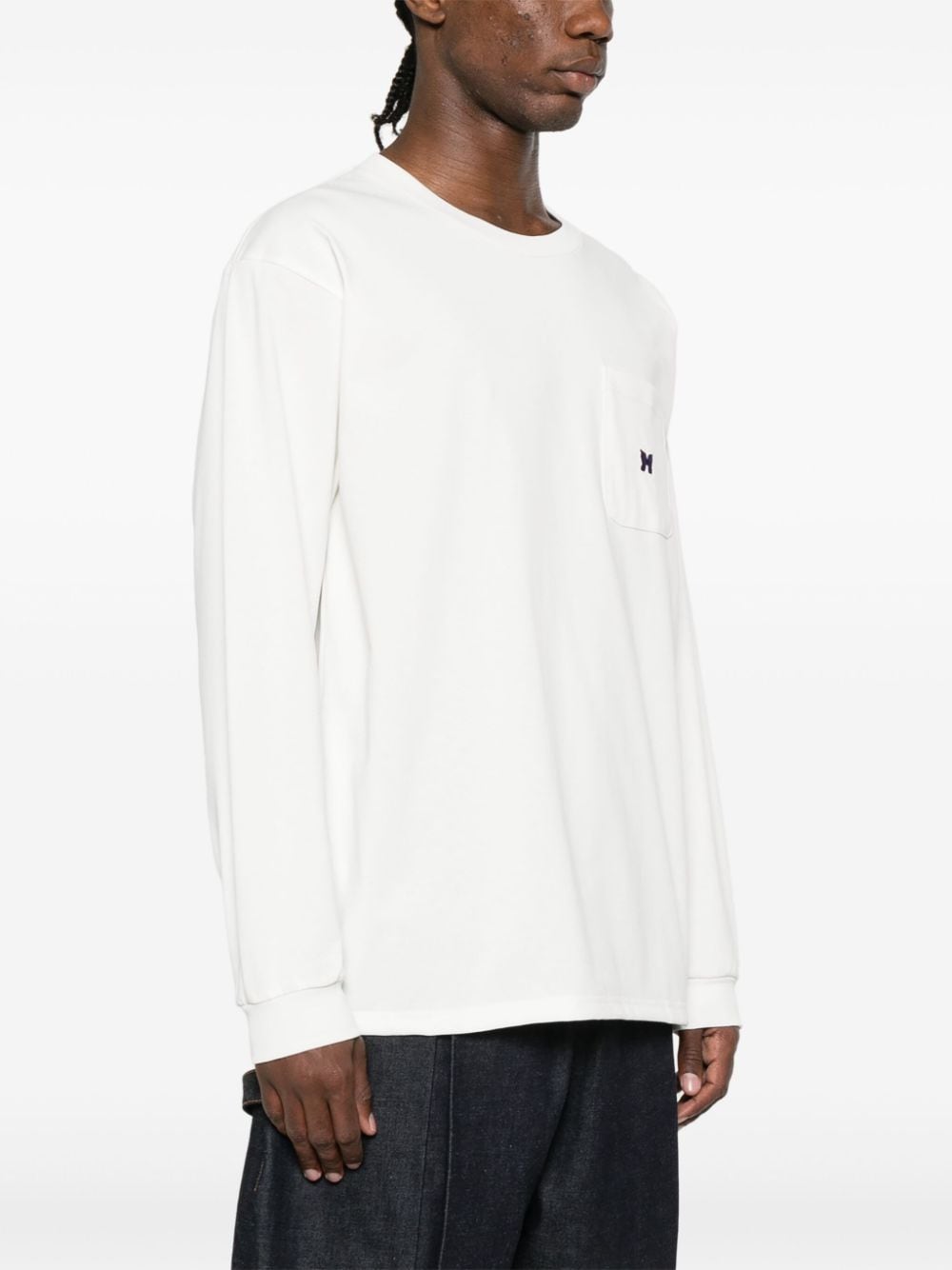 Shop Needles Logo-appliqué Jersey Sweatshirt In White