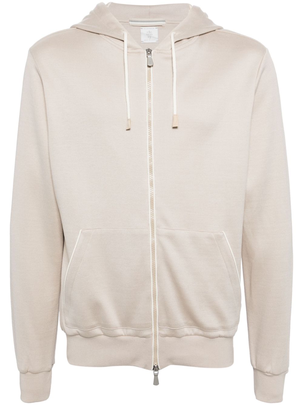 Eleventy Zip-up Jersey Hoodie In Neutral