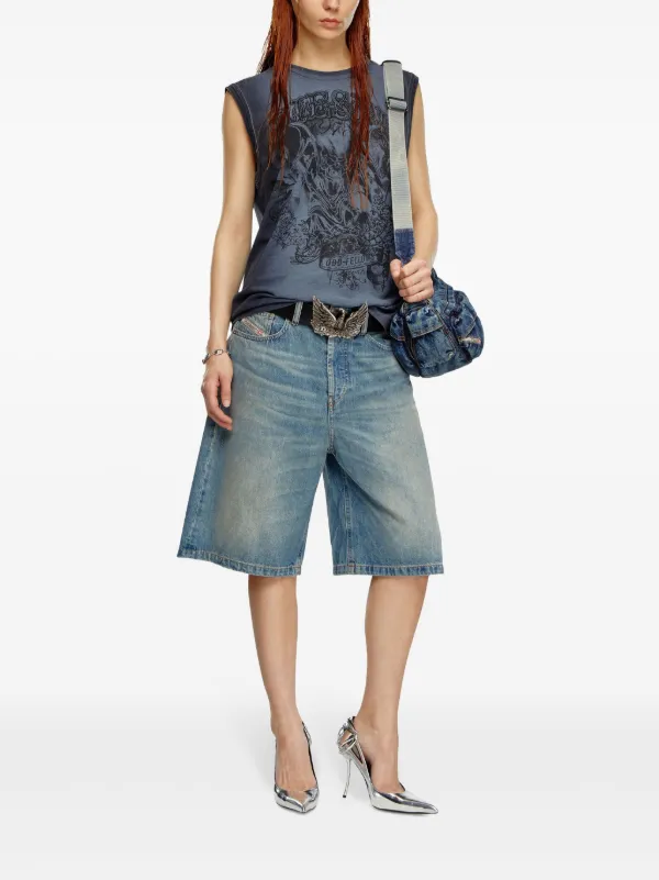 Diesel De-Sire Washed Knee-length Shorts | Blue | FARFETCH
